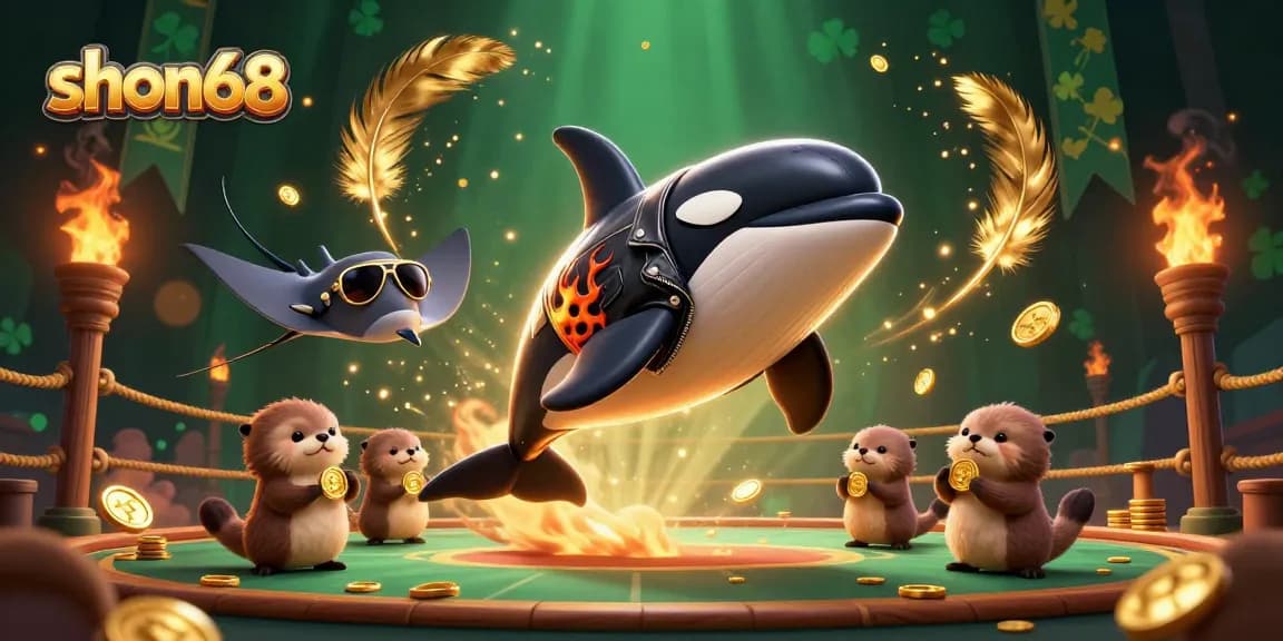 Experience exhilarating thrills with shon68's vibrant 3D illustration featuring playful characters in a dynamic casino scene.