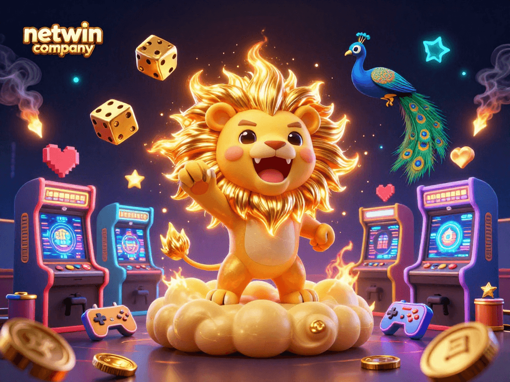 Play slots and win with netwin company amidst dynamic gaming elements and vibrant 3D characters.
