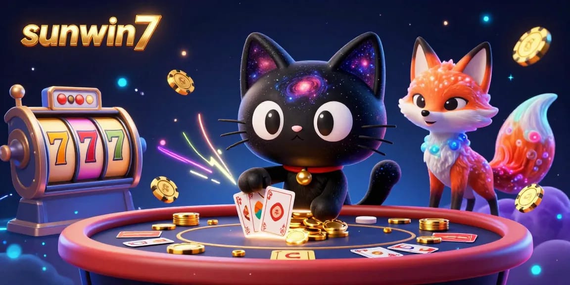 Experience the vibrant excitement of sunwin7's cosmic casino with animated characters and thrilling game elements.