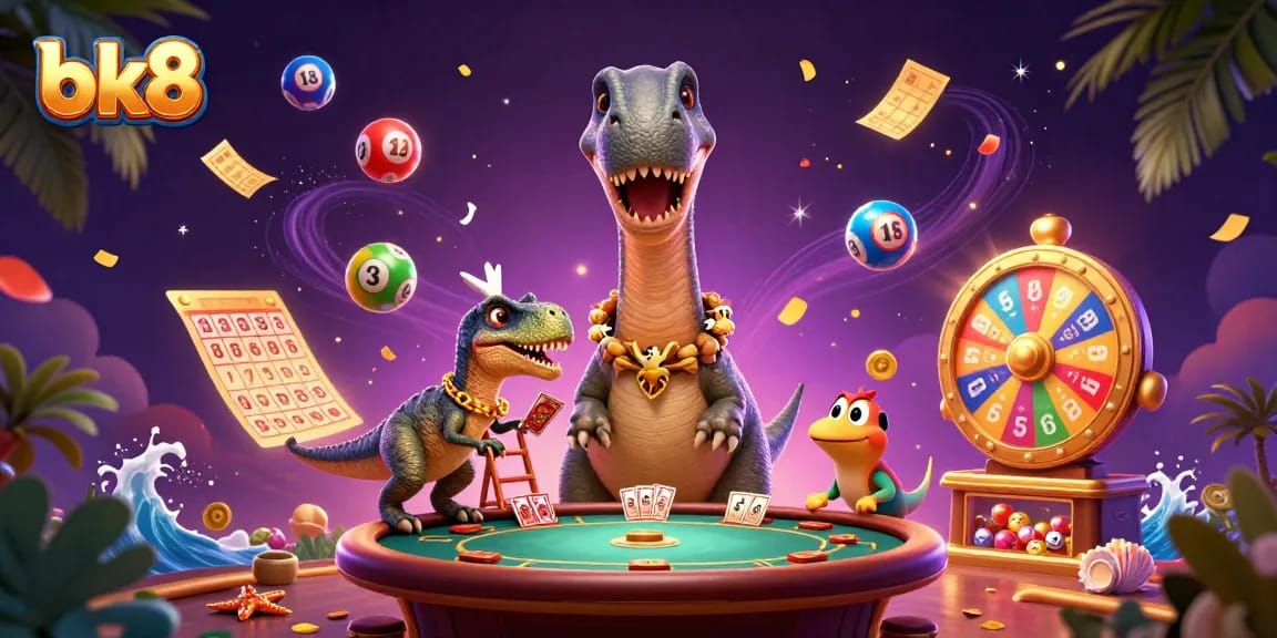 Experience thrilling games at bk8 with giant characters, colorful lottery balls, and dynamic casino action.