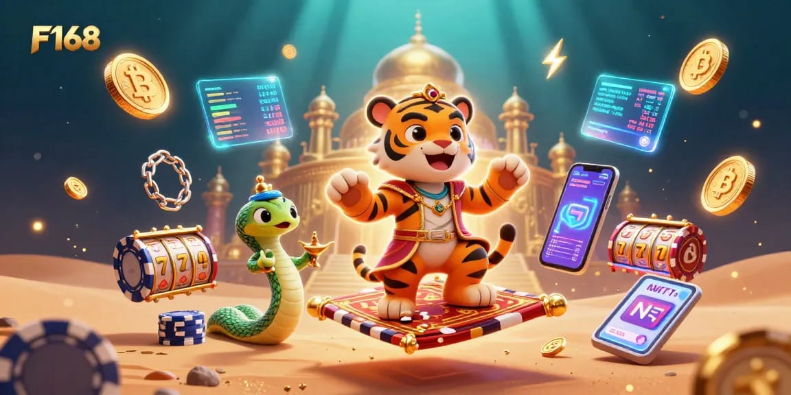 Experience thrilling gaming at F168 with vibrant characters and captivating casino elements.