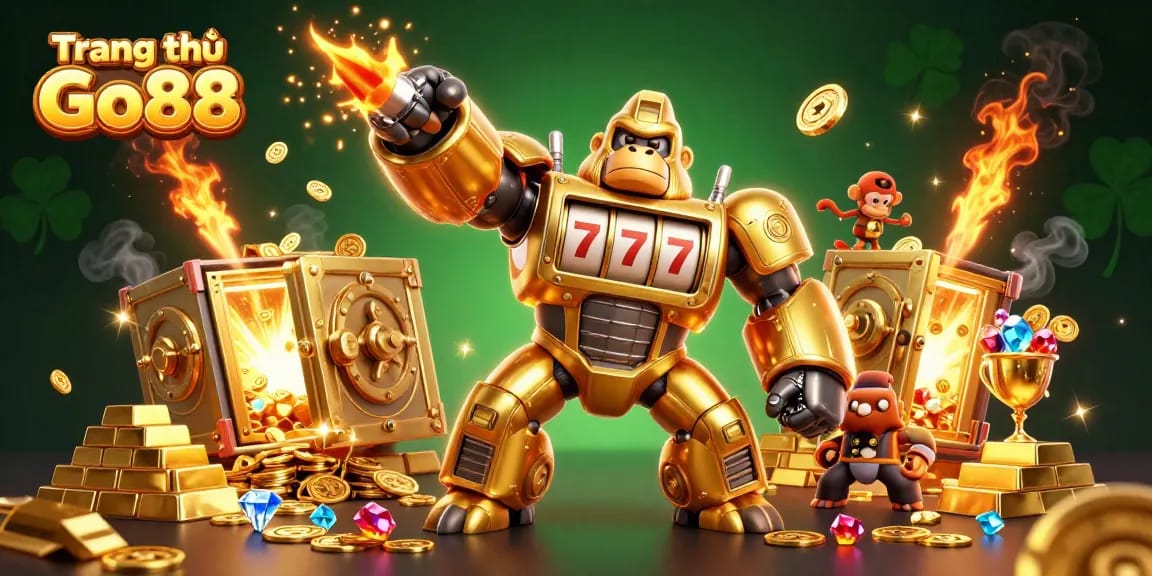 Experience the excitement of Trang chủ Go88 with dynamic golden gorilla mech and treasure elements!