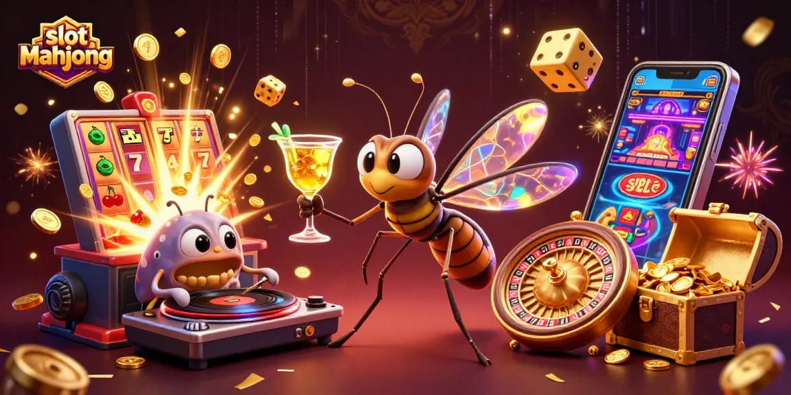 Engage with slot mahjong action, showcasing vibrant casino elements and characters in a dynamic 3D scene.