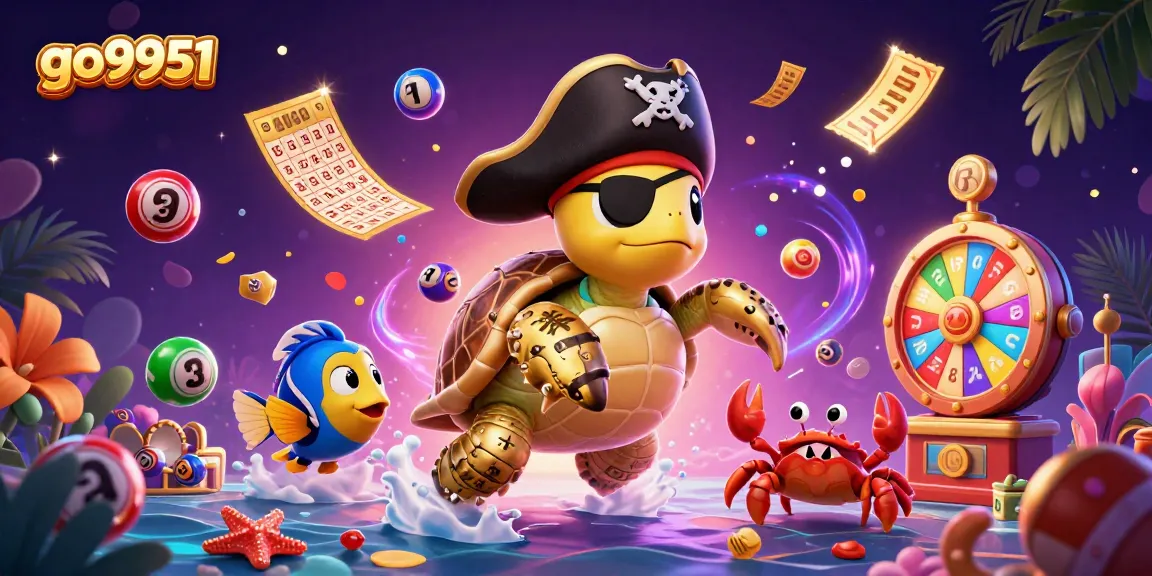 Experience the thrill of go9951 with a vibrant casino-themed underwater adventure featuring a pirate turtle and lottery elements.