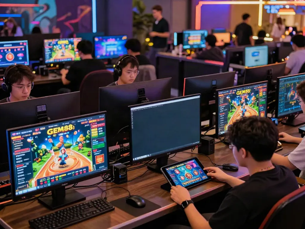 Exciting GEM 88 online gaming scene with players engaging in vibrant digital entertainment.