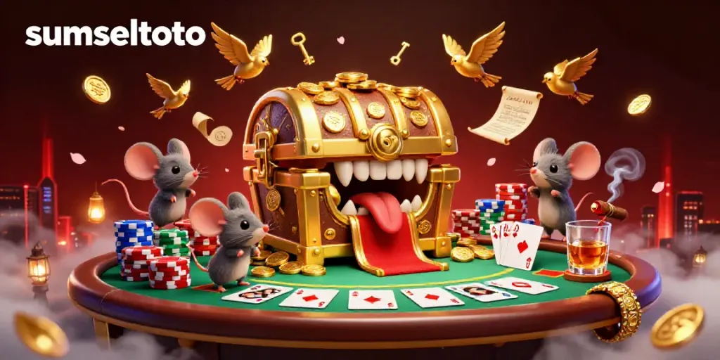 Experience thrilling action with sumseltoto as adventurer mice reach for riches amid colorful poker chips.