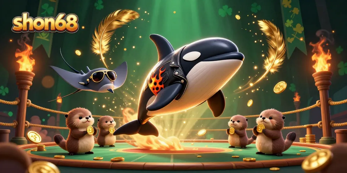 Experience exhilarating thrills with shon68's vibrant 3D illustration featuring playful characters in a dynamic casino scene.
