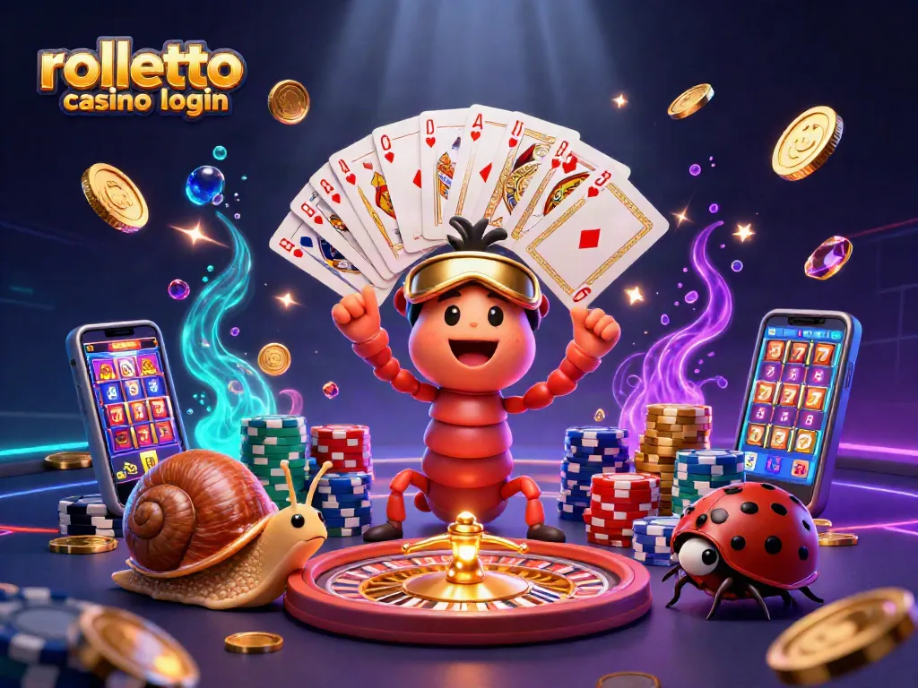 Play your favorite games with rolletto casino login in a vibrant 3D animated casino scene.