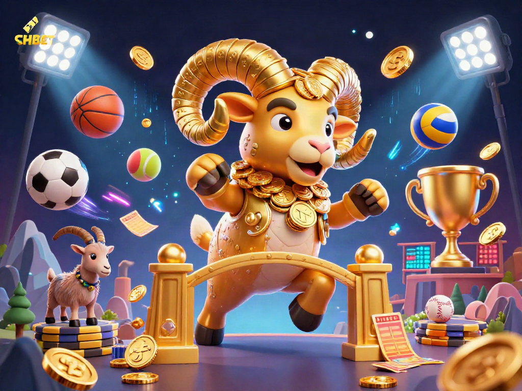 Experience the thrill of SHBET with a vibrant 3D casino illustration of dynamic gameplay and action.