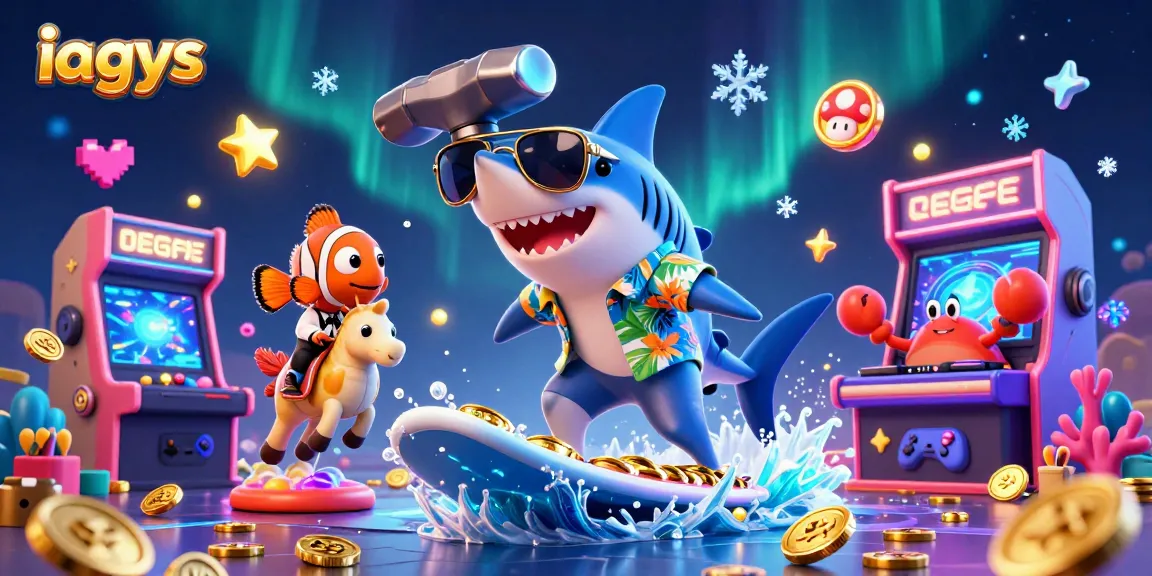 Experience excitement with iagyys, the vibrant casino scene featuring characters surfing on gold coins.